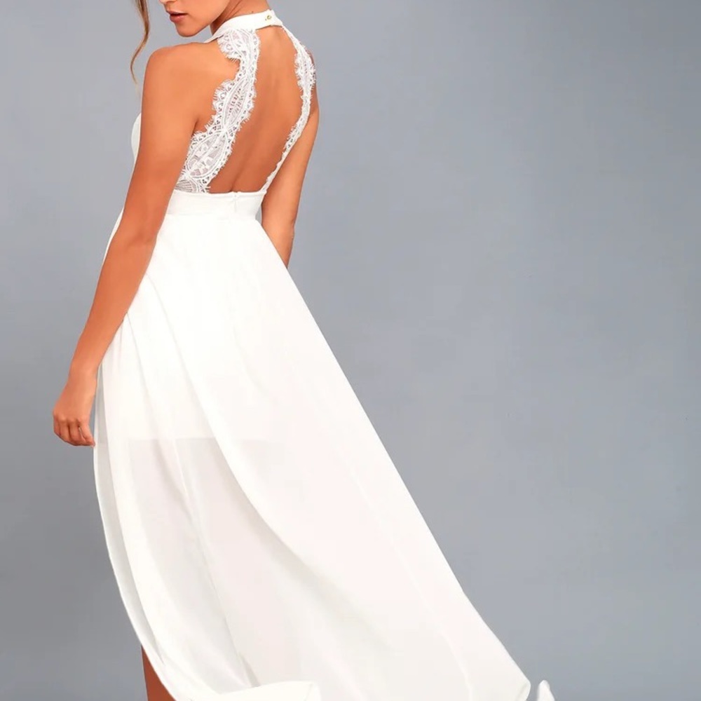 Lulus My Beloved White Lace Maxi Dress XS